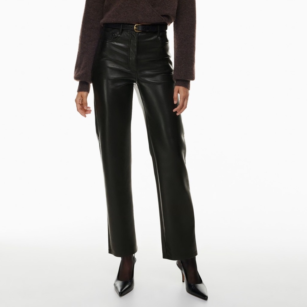 Wilfred The Melina Pant High Waist Vegan Leather Black Soft Sheen straight Leg 2